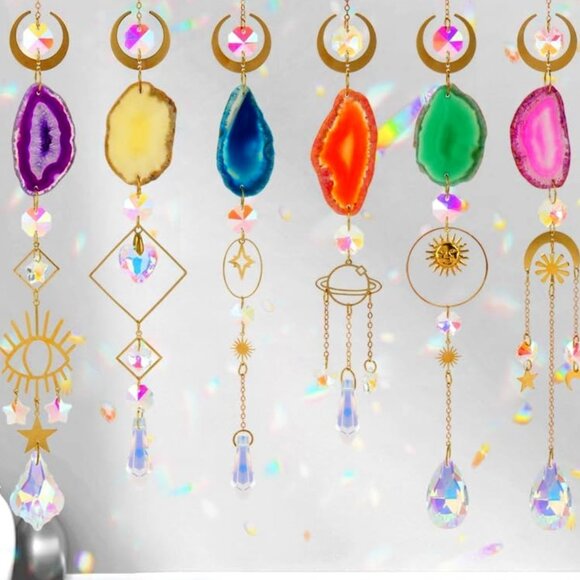 Sun Catcher with Crystal Prism Agate Slices - Picture 2 of 11